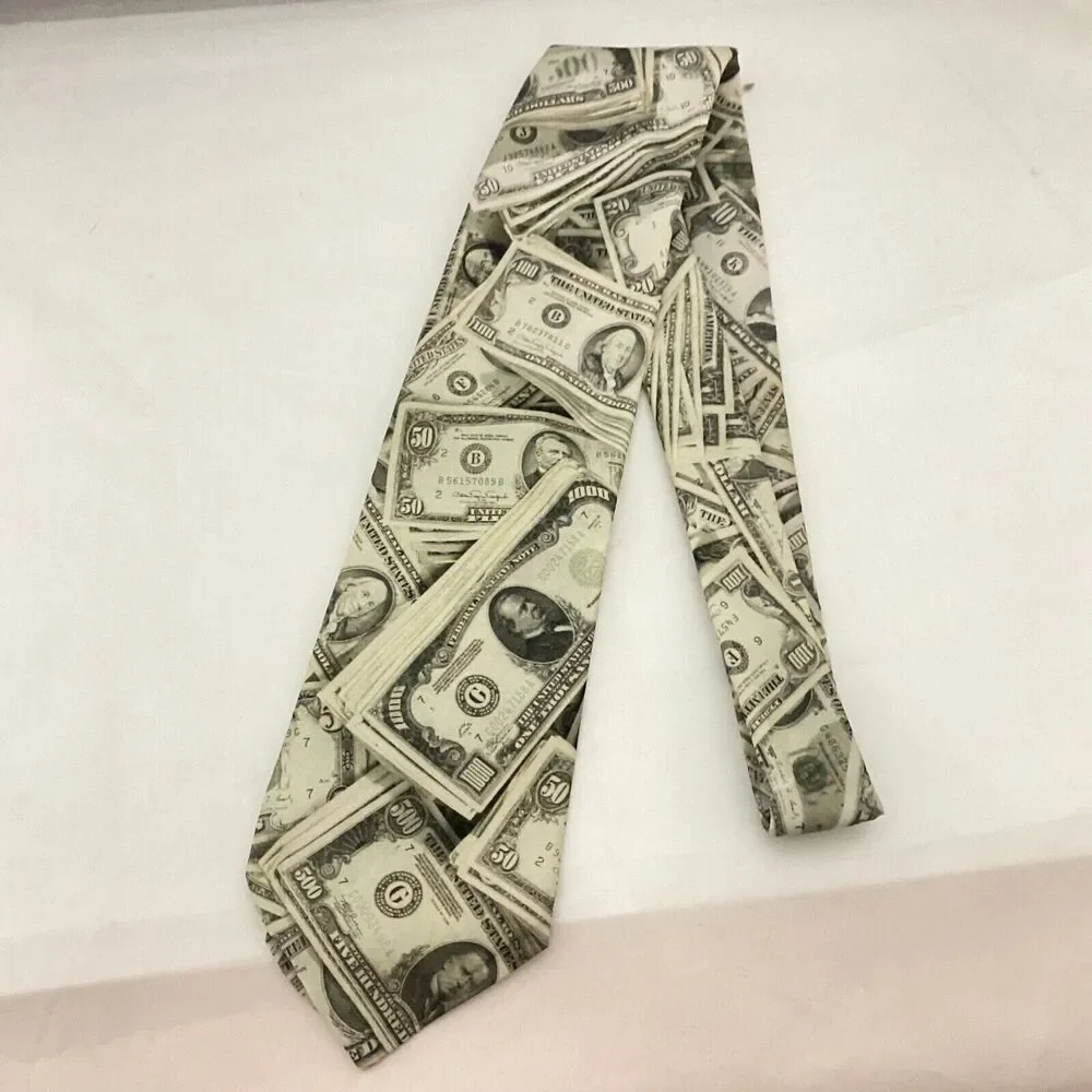 #5645 Ralph Marlin Mens Money Novelty dollas Necktie, Tie 56X3.75